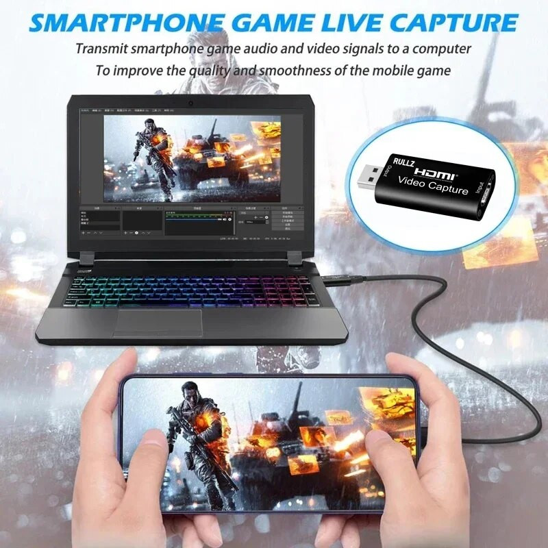 Placă de captură video 4K USB 2.0 HDMI Video Grabber Caseta de înregistrare a jocului pentru PS4 PS5 Cameră DVD Cameră video HD Înregistrare PC Streaming live