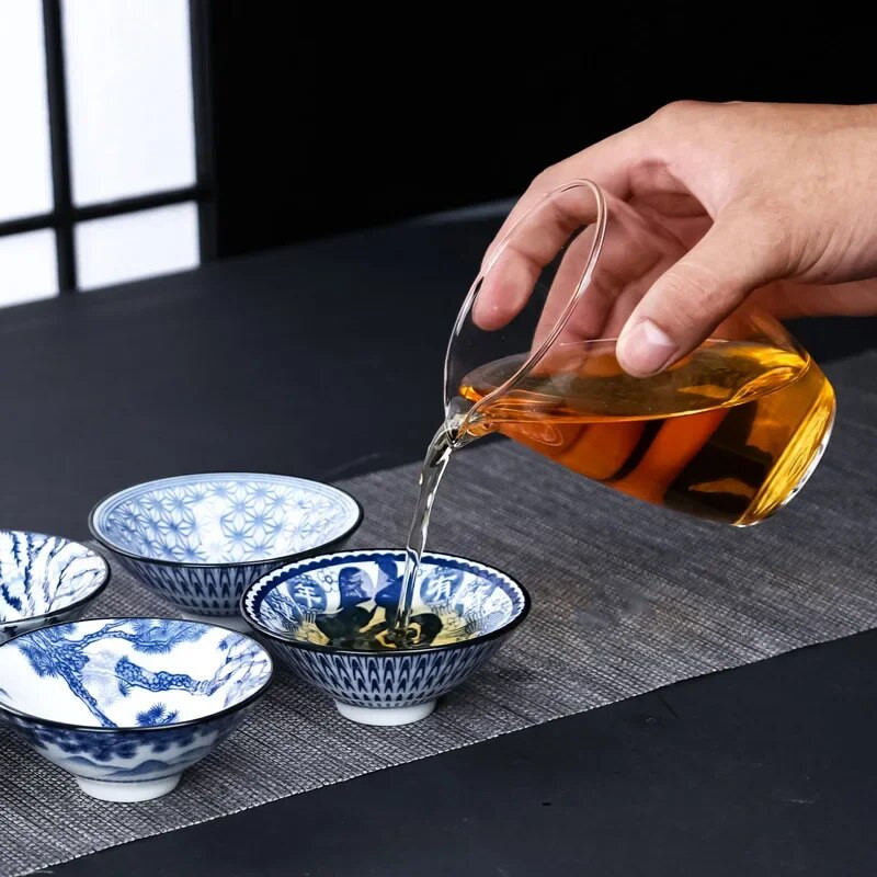 Keramička kung fu šalica za čaj, porculanske šalice za sake u japanskom stilu, šalice za espresso, plavo-bijela šalica za kavu od keramike, 1 kom