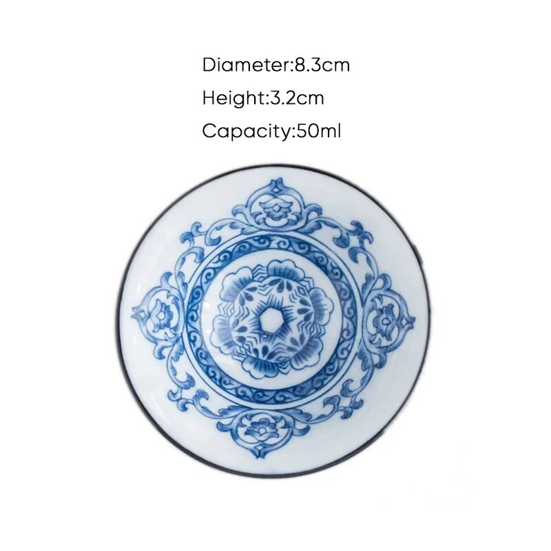 Keramička kung fu šalica za čaj, porculanske šalice za sake u japanskom stilu, šalice za espresso, plavo-bijela šalica za kavu od keramike, 1 kom