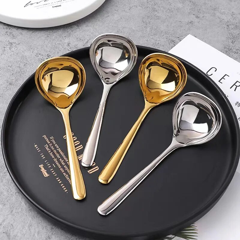 Ilgo koto auksinio sriubos šaukšto kaušas Namų virtuvės stalo reikmenys nerūdijančio plieno šaukštai kaušelis kiaurasamtis Virtuvės reikmenys virtuvės reikmenys