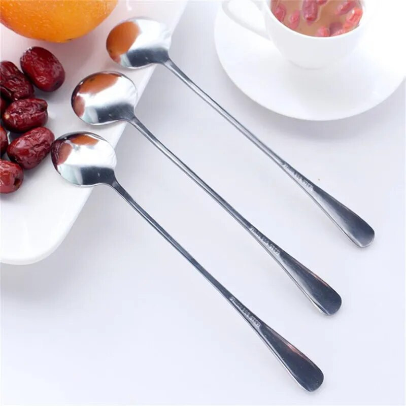 Žlica za kavu i čaj od nehrđajućeg čelika s dugom drškom Jednostavna žlica za miješanje Kreativna čajna žličica za sladoled Okrugla oštra žlica