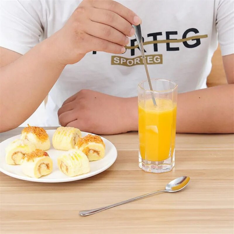 Žlica za kavu i čaj od nehrđajućeg čelika s dugom drškom Jednostavna žlica za miješanje Kreativna čajna žličica za sladoled Okrugla oštra žlica