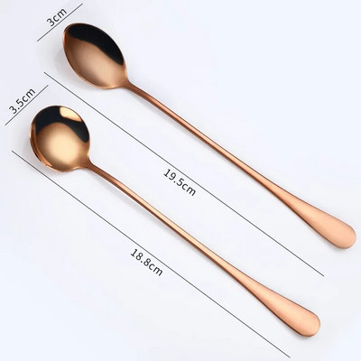 UPORS 2 buc Set de linguri din oțel inoxidabil cu mâner lung, ceai, cafea, linguriță de aur, înghețată, pentru petrecere, desert, lingură de băutură rece