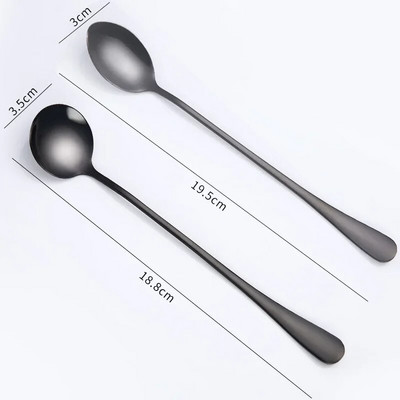 UPORS 2 buc Set de linguri din oțel inoxidabil cu mâner lung, ceai, cafea, linguriță de aur, înghețată, pentru petrecere, desert, lingură de băutură rece