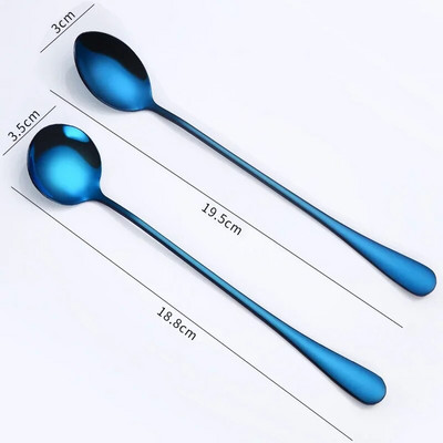 UPORS 2 buc Set de linguri din oțel inoxidabil cu mâner lung, ceai, cafea, linguriță de aur, înghețată, pentru petrecere, desert, lingură de băutură rece