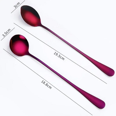 UPORS 2 buc Set de linguri din oțel inoxidabil cu mâner lung, ceai, cafea, linguriță de aur, înghețată, pentru petrecere, desert, lingură de băutură rece