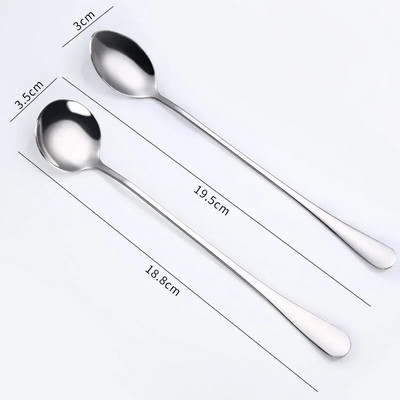 UPORS 2 buc Set de linguri din oțel inoxidabil cu mâner lung, ceai, cafea, linguriță de aur, înghețată, pentru petrecere, desert, lingură de băutură rece