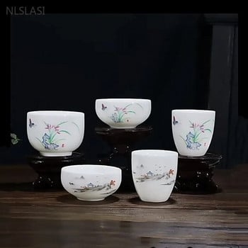Овнешка мазнина Нефритова бяла порцеланова чаша за чай Изискана ръчно изработена майсторска чаша Керамична индивидуална единична чаша Аксесоари за китайски чай