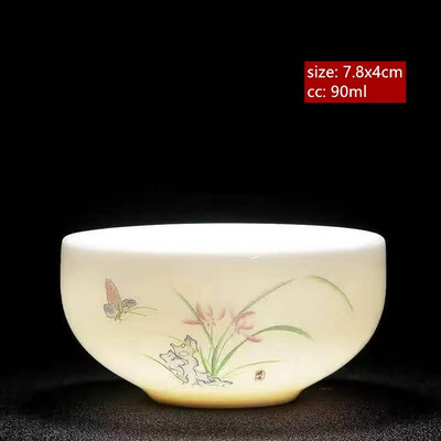 Avienos riebalų nefrito baltos spalvos porcelianinis arbatos puodelis Išskirtinis rankų darbo meistro puodelis Keraminis Individualus puodelis Kinijos arbatos priedai