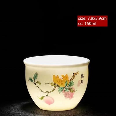 Avienos riebalų nefrito baltos spalvos porcelianinis arbatos puodelis Išskirtinis rankų darbo meistro puodelis Keraminis Individualus puodelis Kinijos arbatos priedai