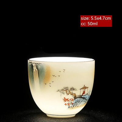 Avienos riebalų nefrito baltos spalvos porcelianinis arbatos puodelis Išskirtinis rankų darbo meistro puodelis Keraminis Individualus puodelis Kinijos arbatos priedai