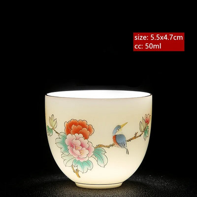 Avienos riebalų nefrito baltos spalvos porcelianinis arbatos puodelis Išskirtinis rankų darbo meistro puodelis Keraminis Individualus puodelis Kinijos arbatos priedai