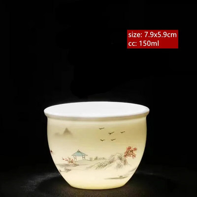 Avienos riebalų nefrito baltos spalvos porcelianinis arbatos puodelis Išskirtinis rankų darbo meistro puodelis Keraminis Individualus puodelis Kinijos arbatos priedai