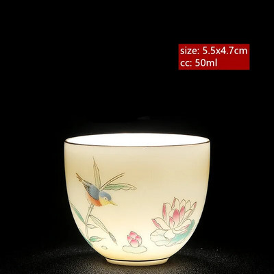 Avienos riebalų nefrito baltos spalvos porcelianinis arbatos puodelis Išskirtinis rankų darbo meistro puodelis Keraminis Individualus puodelis Kinijos arbatos priedai