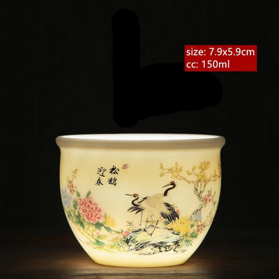 Avienos riebalų nefrito baltos spalvos porcelianinis arbatos puodelis Išskirtinis rankų darbo meistro puodelis Keraminis Individualus puodelis Kinijos arbatos priedai