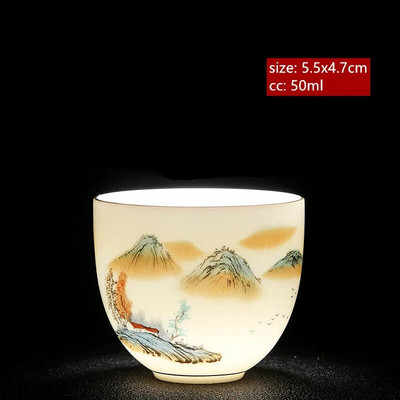 Avienos riebalų nefrito baltos spalvos porcelianinis arbatos puodelis Išskirtinis rankų darbo meistro puodelis Keraminis Individualus puodelis Kinijos arbatos priedai