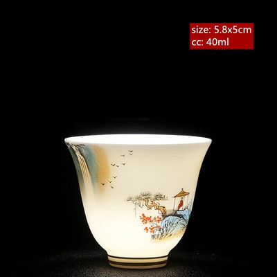 Avienos riebalų nefrito baltos spalvos porcelianinis arbatos puodelis Išskirtinis rankų darbo meistro puodelis Keraminis Individualus puodelis Kinijos arbatos priedai