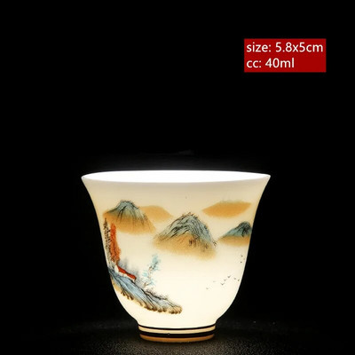 Avienos riebalų nefrito baltos spalvos porcelianinis arbatos puodelis Išskirtinis rankų darbo meistro puodelis Keraminis Individualus puodelis Kinijos arbatos priedai