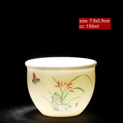 Avienos riebalų nefrito baltos spalvos porcelianinis arbatos puodelis Išskirtinis rankų darbo meistro puodelis Keraminis Individualus puodelis Kinijos arbatos priedai