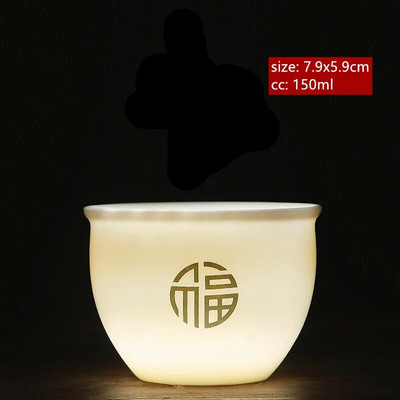 Avienos riebalų nefrito baltos spalvos porcelianinis arbatos puodelis Išskirtinis rankų darbo meistro puodelis Keraminis Individualus puodelis Kinijos arbatos priedai