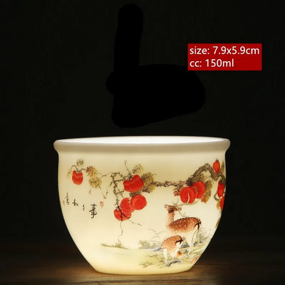 Avienos riebalų nefrito baltos spalvos porcelianinis arbatos puodelis Išskirtinis rankų darbo meistro puodelis Keraminis Individualus puodelis Kinijos arbatos priedai