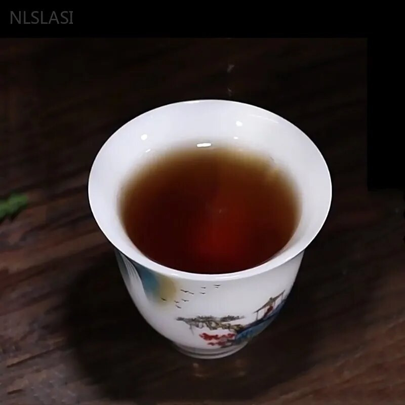Avienos riebalų nefrito baltos spalvos porcelianinis arbatos puodelis Išskirtinis rankų darbo meistro puodelis Keraminis Individualus puodelis Kinijos arbatos priedai