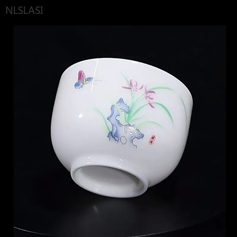 Avienos riebalų nefrito baltos spalvos porcelianinis arbatos puodelis Išskirtinis rankų darbo meistro puodelis Keraminis Individualus puodelis Kinijos arbatos priedai