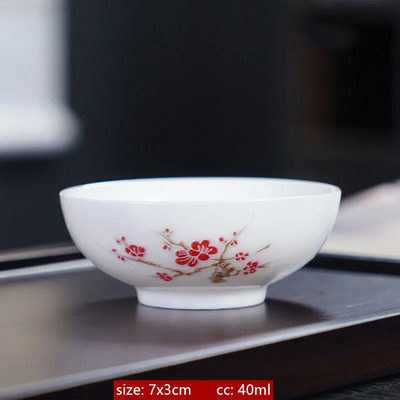 Retro fehér porcelán teáscsésze Hagyományos Kerámia Mesterkupa Otthoni teáskészlet Kiegészítők Hordozható teástál Kínai teáskészlet kellékek