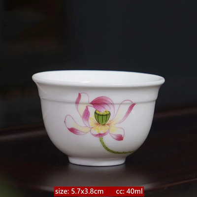 Retro fehér porcelán teáscsésze Hagyományos Kerámia Mesterkupa Otthoni teáskészlet Kiegészítők Hordozható teástál Kínai teáskészlet kellékek