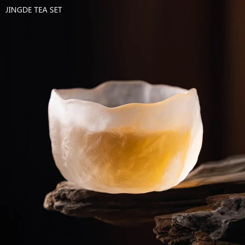 1 bucată ceașcă de ceai din sticlă japoneză, portabilă, personală, o singură ceașcă, accesorii pentru set de ceai Lotus ceașcă de ceai personalizată de uz casnic