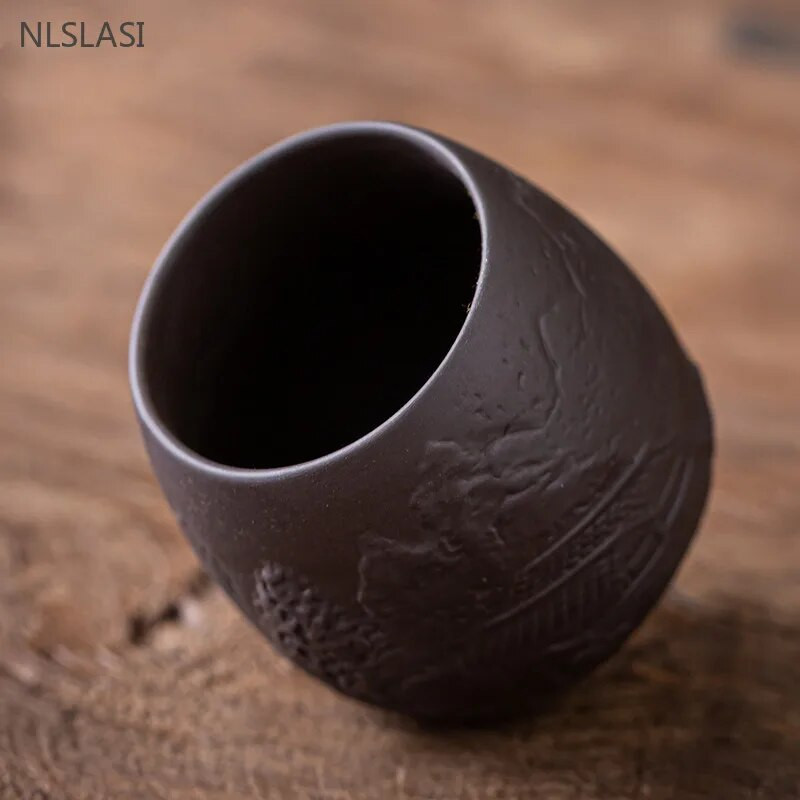 Kineska ručno rezbarena ljubičasta glinena šalica za čaj na otvorenom Prijenosna zdjela za čaj Kućna majstorska šalica Tradicionalna Zisha šalica za čaj Kućno posuđe