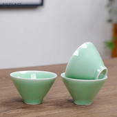 Set de ceai de ceai Celadon personalizat de 3 buc. Ceai de ceai portabile din ceramica pentru casa bol mic de ceai Cupa maestru chinezesc Accesorii traditionale pentru ceai