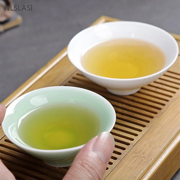 3бр. Персонализиран комплект чаши за чай Celadon Преносима керамична чаша за чай Домашна малка купа за чай Китайска майсторска чаша Традиционни аксесоари за чай