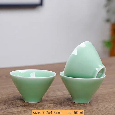 Set de ceai de ceai Celadon personalizat de 3 buc. Ceai de ceai portabile din ceramica pentru casa bol mic de ceai Cupa maestru chinezesc Accesorii traditionale pentru ceai