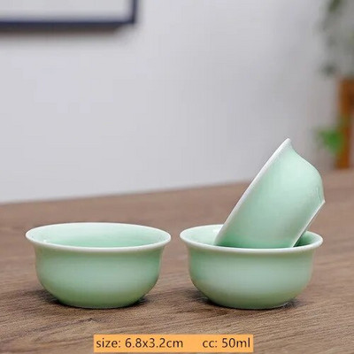Set de ceai de ceai Celadon personalizat de 3 buc. Ceai de ceai portabile din ceramica pentru casa bol mic de ceai Cupa maestru chinezesc Accesorii traditionale pentru ceai