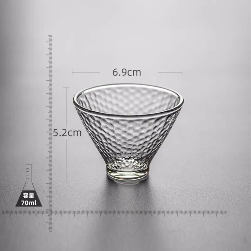 Stiklinis arbatos puodelių rinkinys, japoniško stiliaus arbatos puodelis, 70ml