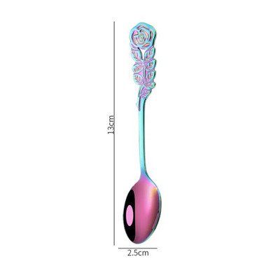 Žličica za čaj od nehrđajućeg čelika 304 s ručkom od cvijeta ruže Mini čaj Kava Desert Sladoled Žlica za miješanje Vilica Kuhinjsko posuđe