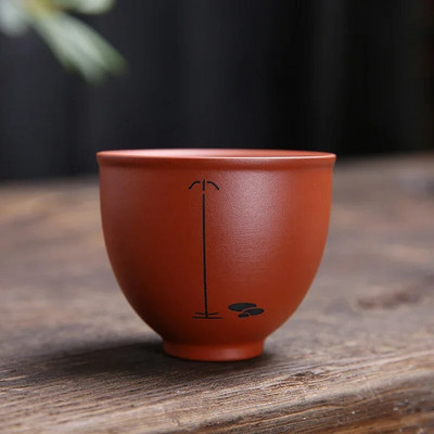 1 db Yixing kézzel készített lila agyag teáscsésze autentikus Dahongpao teástál utazási hordozható pu`er mesterpohár kínai teáskészlet kellékek