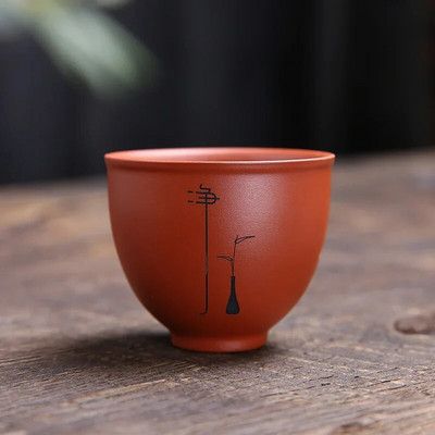 1 db Yixing kézzel készített lila agyag teáscsésze autentikus Dahongpao teástál utazási hordozható pu`er mesterpohár kínai teáskészlet kellékek