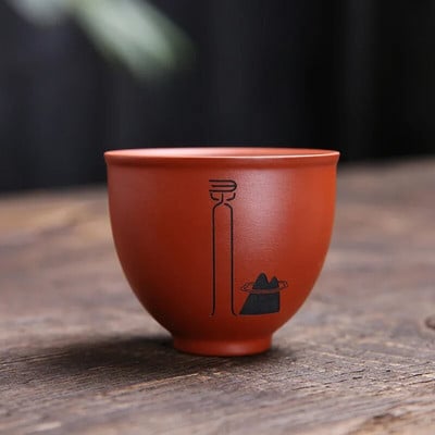 1 db Yixing kézzel készített lila agyag teáscsésze autentikus Dahongpao teástál utazási hordozható pu`er mesterpohár kínai teáskészlet kellékek