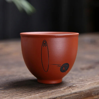 1 db Yixing kézzel készített lila agyag teáscsésze autentikus Dahongpao teástál utazási hordozható pu`er mesterpohár kínai teáskészlet kellékek