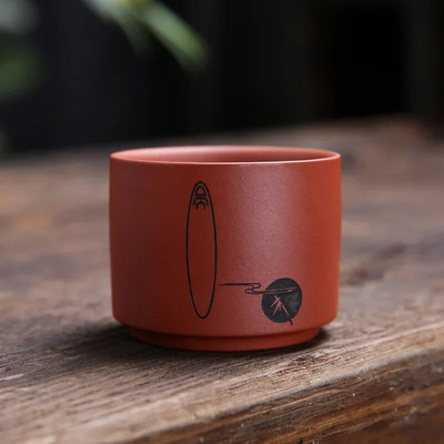 1 db Yixing kézzel készített lila agyag teáscsésze autentikus Dahongpao teástál utazási hordozható pu`er mesterpohár kínai teáskészlet kellékek