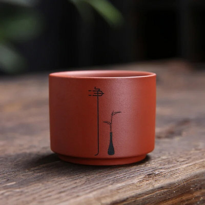 1 db Yixing kézzel készített lila agyag teáscsésze autentikus Dahongpao teástál utazási hordozható pu`er mesterpohár kínai teáskészlet kellékek