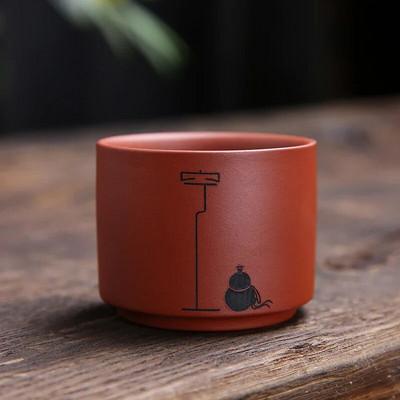 1 db Yixing kézzel készített lila agyag teáscsésze autentikus Dahongpao teástál utazási hordozható pu`er mesterpohár kínai teáskészlet kellékek