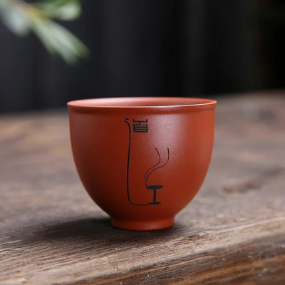 1 db Yixing kézzel készített lila agyag teáscsésze autentikus Dahongpao teástál utazási hordozható pu`er mesterpohár kínai teáskészlet kellékek