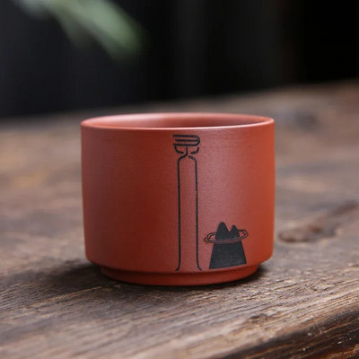 1 db Yixing kézzel készített lila agyag teáscsésze autentikus Dahongpao teástál utazási hordozható pu`er mesterpohár kínai teáskészlet kellékek