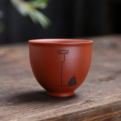 1 db Yixing kézzel készített lila agyag teáscsésze autentikus Dahongpao teástál utazási hordozható pu`er mesterpohár kínai teáskészlet kellékek