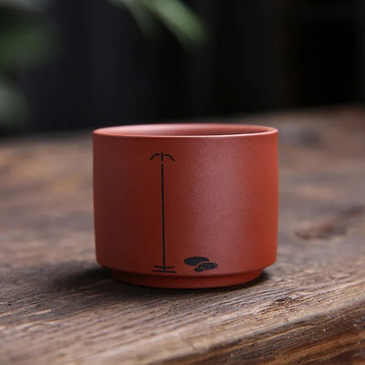 1 db Yixing kézzel készített lila agyag teáscsésze autentikus Dahongpao teástál utazási hordozható pu`er mesterpohár kínai teáskészlet kellékek