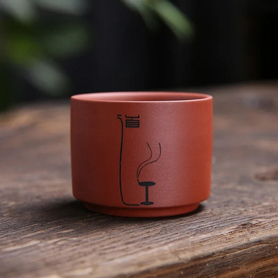 1 db Yixing kézzel készített lila agyag teáscsésze autentikus Dahongpao teástál utazási hordozható pu`er mesterpohár kínai teáskészlet kellékek