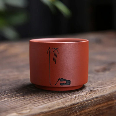 1 db Yixing kézzel készített lila agyag teáscsésze autentikus Dahongpao teástál utazási hordozható pu`er mesterpohár kínai teáskészlet kellékek